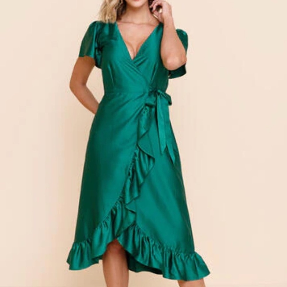Franchesca's Averie Wrap Satin Dress